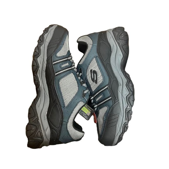 NWB! Skechers‎ Men\'s Afterburn Strike Memory Foam Sneaker,Navy/Gray,9/4E US